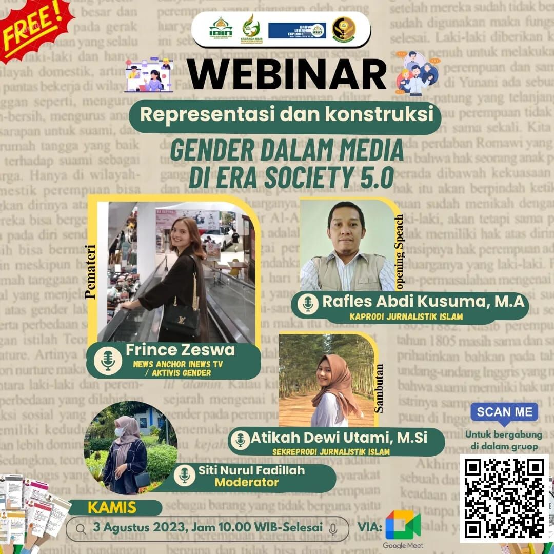 Mahasiswa Prodi Jurnalistik Islam IAIN SAS Babel Sukses Gelar Webinar Media dan Gender